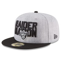 Men's Oakland Raiders New Era Heather Gray/Black 2018 NFL Draft Official On-Stage 59FIFTY Fitted Hat 2979362